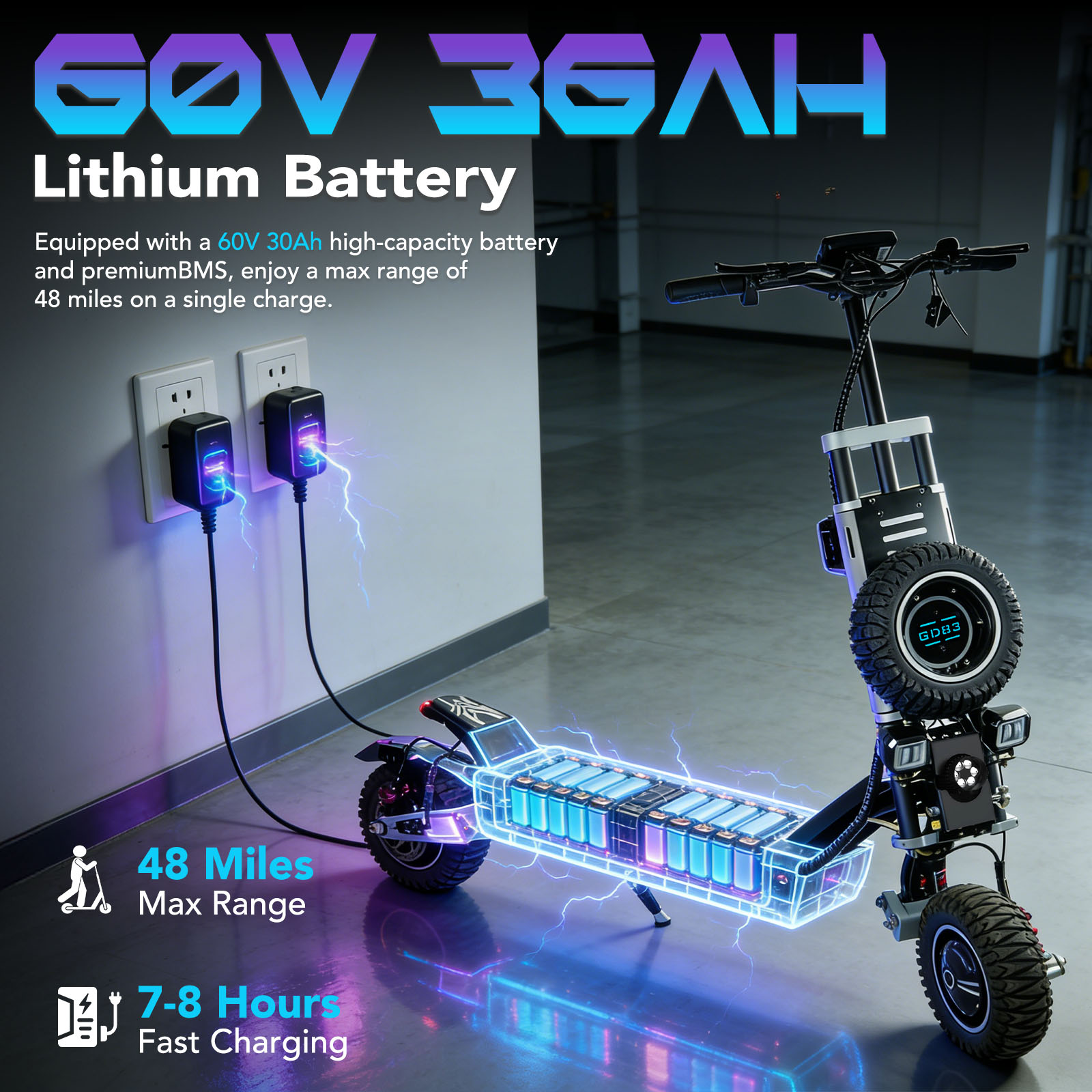 OBARTER GD83 Off-Road Electric - 60V 5600W Dual Motor Electric Scooter ulasan dan harga